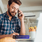 Home inspector on a call while reviewing inspection notes to support real estate agents and smooth transactions